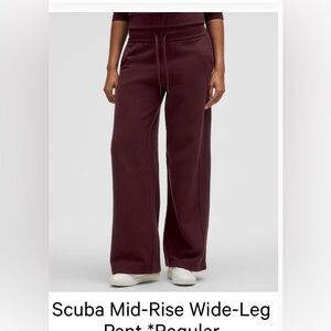 Lululemon Scuba Wide Leg Burgundy Pants